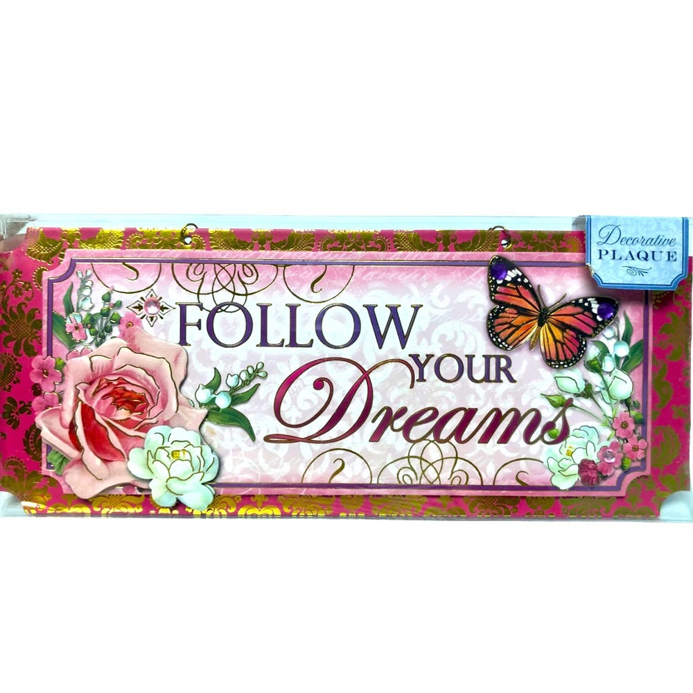 Pooch & Sweetheart “Follow Your Dreams” 3D Embellished Wall Plaque w/Easel 96940